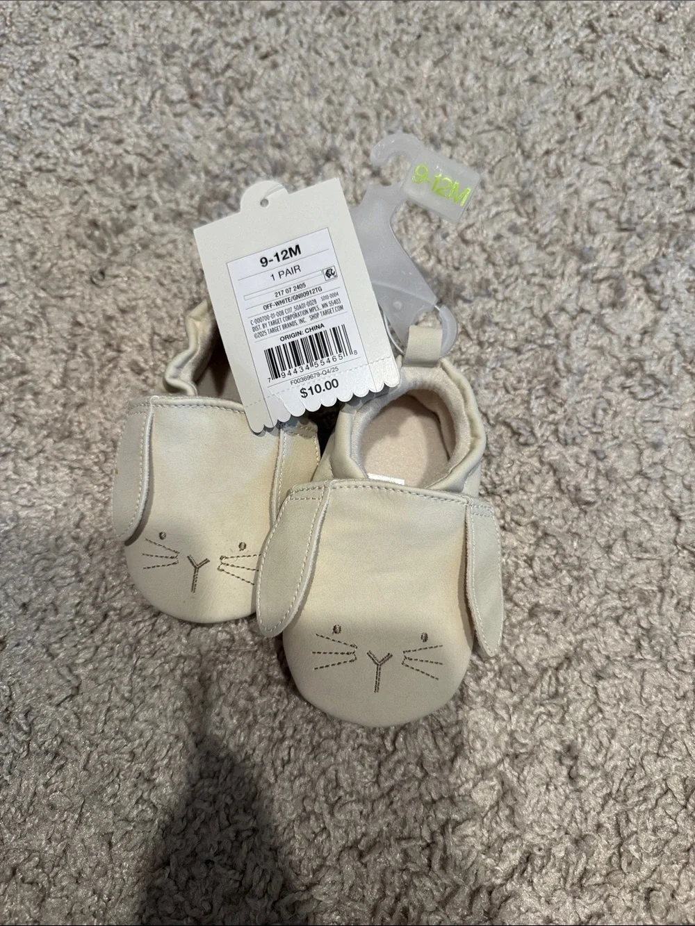 cloud island Cream Bunny Moccasins for Baby